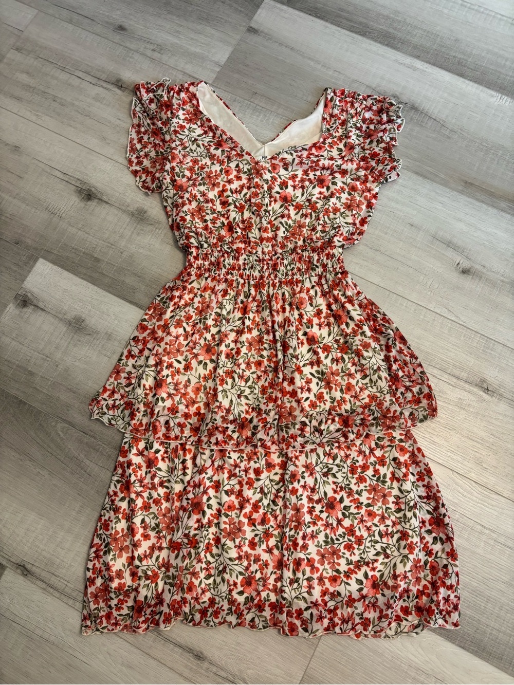 Kate & Lily Floral Tiered Ruffle Mini Dress Size Small